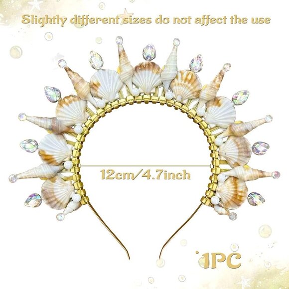 Mermaid Crown Headband Seashell Gold Cosplay Renaissance Women Accessories